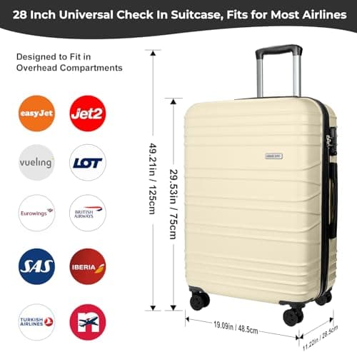 Luggage Depot Checked Luggage, 75x48x28cm Large Suitcase, Cream Brown — view 2