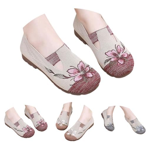 Summer Shoes, Women's Flat Shoes, Fabric Low Shoe, Breathable Fishing Shoes in Rustic Style, Lightweight and Comfortable, Elegant, Fashionable Outdoor Sandals, Quick-Drying Slippers with Floral — view 4