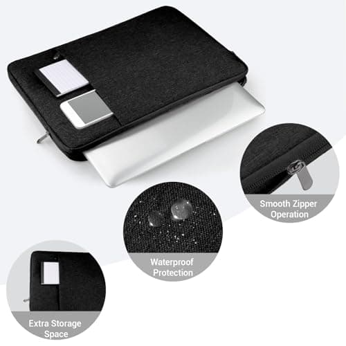 XRXYMQ 14 Inch Waterproof Laptop Sleeve for MacBook Air Case with Small Pocket Protective Laptop Case Compatible with MacBook/Acer/Asus and Samsung Black — view 3