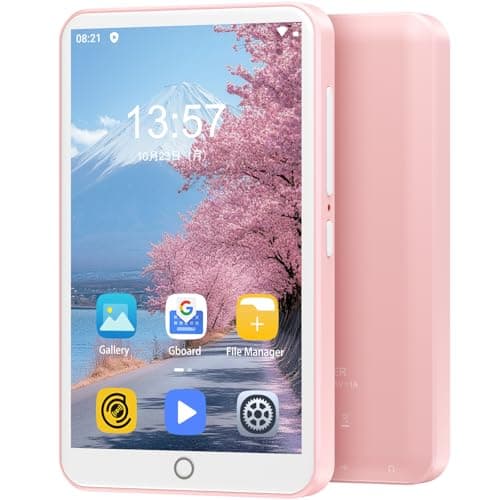 80GB MP3 Player with Bluetooth and WiFi, Mp3 & Mp4 Music Player with Spotify, Amazon Music, Audible, 4.0" IPS Touch Screen Android Player with Speaker, FM Radio, Up to 512GB (Pink)