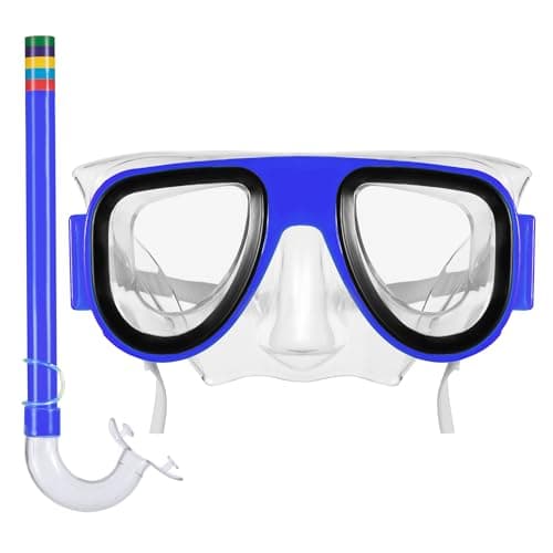 Hardys Kids Snorkel Set - Two Piece Snorkel Mask, Adjustable Strap and Comfortable Fit - Watertight Seal Diving Mask & Mouthpiece - Snorkeling Scuba Mask for Swimming and Holidays (Blue)