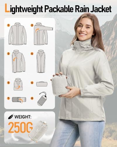 Outdoor Ventures Women's Raincoat Waterproof Rain Jacket Foldaway Hood — view 4