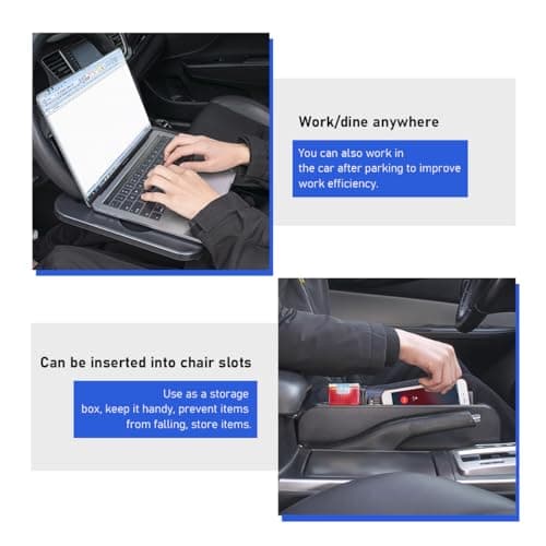 Sylvil 2 in 1 Car Steering Wheel Tray, Steering Wheel Desk with Cup Holder for Laptop Eating Drinking, Auto Seat Gap Filler Organizer, Road Trip Car Accessories for Most Steering Wheels — view 5