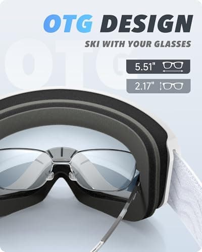 RIOROO Ski Goggles, Skiing Goggles For Snowboard Jet Snow 100% UV Protection, Anti-glare Ski Goggles Dual Lens For Women Men Youth OTG Over Helmet Compatible, Skiing Snowboarding Cycling Motorcycle — view 5