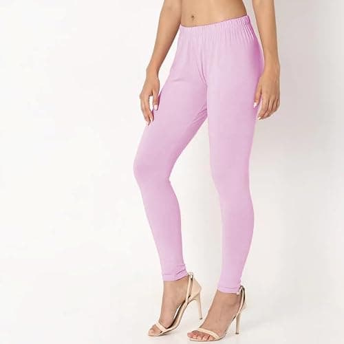 BODYWEAR LTD Womens Leggings Plain Stretchy Soft Leggings with Elasticated Waist Comfortable Plain Bottoms for Sports, Exercise, Active, Casual Wear Baby Pink, M-L — view 3