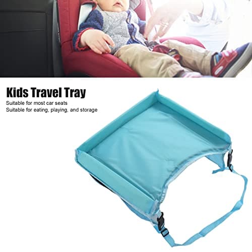 Kids Car Table Tray, Adjustable Storable Kids Travel Tray, Toddler Lap Desk Organizer for Toddler Travel (Sky Blue) — view 5