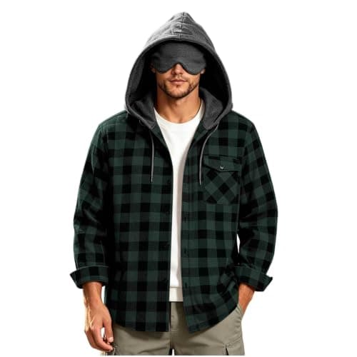 XMWSPO Sleep Eye Cover Shirt Men,Button Checked Tops,Holiday Travelling