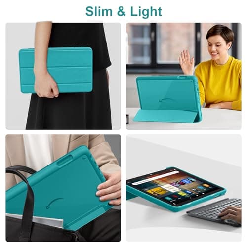 Tablet Case for 8in Tablets,Not for Onn iPad 8inch Tablets,Mansiruyi Slim Light Trifold Stand Case with Auto Sleep/Wake -Glitter Blue — view 6