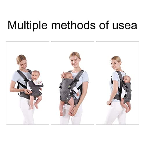 Baby Carrier, Baby Carriers from Newborn,Baby Toddler Carriers Accessories Cozy Baby Holder Carrier,Adjustable Babies Wrap Front Back Support for Infants 7-45lbs Girl and Boy-Grey — view 4