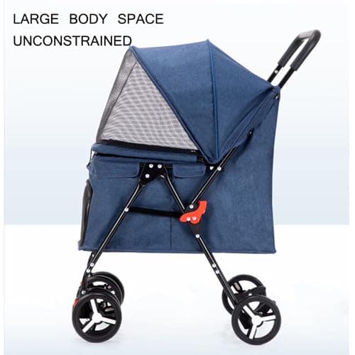 RUYICZB Breathable Foldable Jogger Stroller,Travel Puppy Stroller with 360° Rotating Sturdy Wheels,Pet Stroller with Rear Storage Bag and Visible Mesh,Yellow — view 2