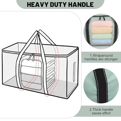 4 Pack 90L Moving Bags Clothes Storage Bags with View Window for Dorm,Green — view 3