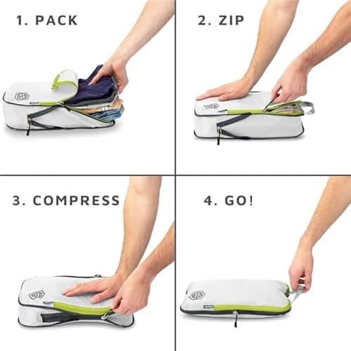 Packing Cubes Compression Packing Cubes For Travel - Luggage And Backpack Organizer Packaging Cubes For Clothes (3 Piece Set)(Silver) — view 5