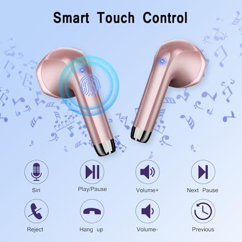 POMUIC Wireless Earbuds, HiFi Stereo Deep Bass,Bluetooth 5.3 Headphones with 4 ENC Noise Cancelling Mic,40H Playtime, IPX7 Waterproof Bluetooth Earphones, Bluetooth Earbuds Dual LED Display,2025 — view 2