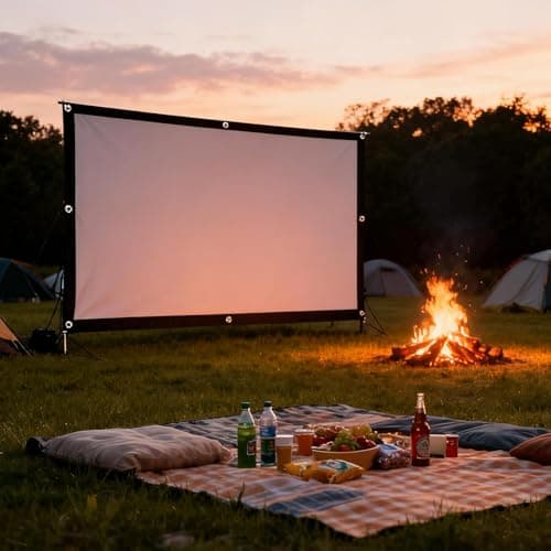 Outdoor Movie Projector Screen - 221x125cm Large Display, Magnetic Roll-Up Design, Smooth Viewing, Foldable Polyester Material | Backyard Camping RV Party Office Church School Cinema Meetings — view 2