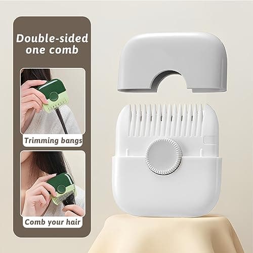 Dual-Side Hair Cutting Comb, 2 in 1 Hair Trimmer Adjustable Split Ends Hair Trimmer Mini Manual Hair Trimmer Comb Portable Double Sided Hair Razor Comb Cutter Hair Trimmer for Women (White) — view 4