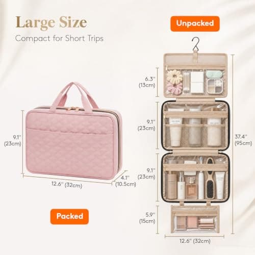 Lifewit Large Hanging Toiletry Bag, Travel Wash Bag, Rose Blush — view 4