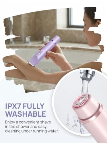 Bikini Trimmer Women 2-in-1 Dual Head Shaver, Lady Shavers for Women Pubic Hair with Dual Floating Blades, USB-C Waterproof Intimate Hair Removal for Face Underarm Legs Body (Purple) — view 3