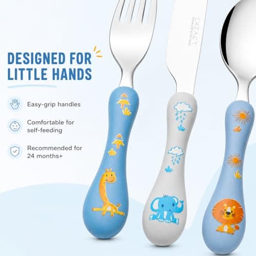 Exzact Children Cutlery 6pcs Stainless Steel Dishwasher Safe Kid Safari — view 4