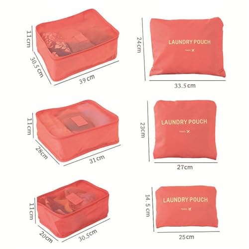 CCAIPU 6 Pcs Packing Cubes for Travel, Durable Travel Packing Cubes Set Suitcase Organiser Bags Luggage Organiser Bag for Travel Accessories (Red) — view 5