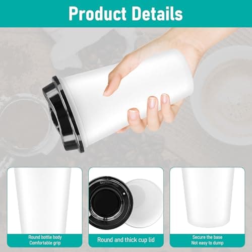 MSYU 30 Pack Reusable Coffee Cups with Lids 16 oz Plastic Tumblers for Hot Drink Travel Coffee Mug to Go (White with Black Lid) — view 4