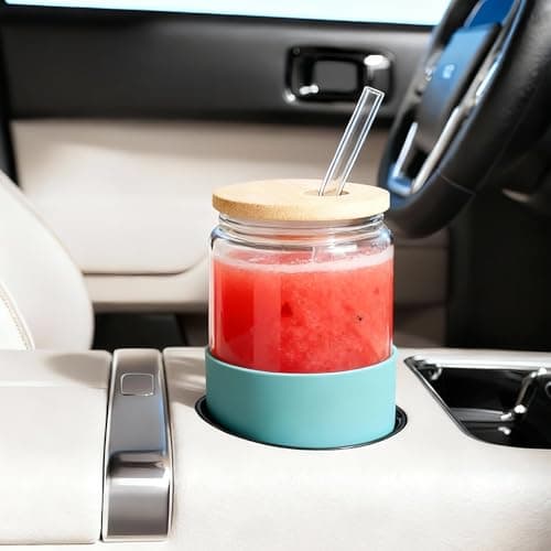 2 Pack Glass Tumbler with Silicone Sleeve & Bamboo Lid, 600ml Unbreakable Reusable Cup with Straw, Non-Slip Grip for Iced Coffee, Smoothies, Perfect for Travel, Office, Home Use — view 6