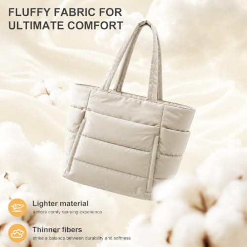 myouhuo Expandable Laptop Tote Bag for Women, Large Capacity Puffer Work Bag for Teacher & College, Lightweight Quilted Shoulder Handbag for Travel, Gym, School, Shopping, Beach — view 5