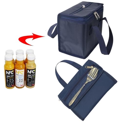 TEAMOOK Folding Lunch Bag Insulated Lunch Box Cool Bag Navy Blue 4-6 cans — view 5