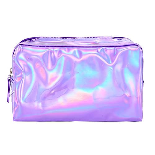 ccHuDE PU Leather Holographic Cosmetic Bag Pouch Makeup Case Toiletry Bags Make UP Organizer for Women Travel, Silver — view 4
