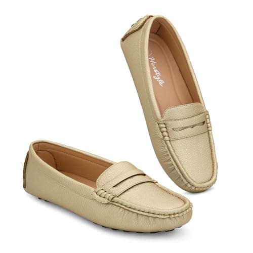 Herstyle Women's Loafers, Comfy Dressy Flats, Slip-On Penny Loafers & Moccasins with Cushioned Footbed, Lightweight Business Casual Shoes for Office, Walking & Travel (2025), Lightgold, 5.5 UK — view 4