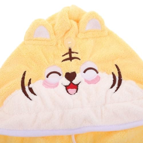 GALPADA Super Absorbent Coral Fleece Hair Drying Cap for Women with Quick Dry Feature and Adorable Tiger Cartoon Design, for Travel and Drying Hair a Bath — view 3