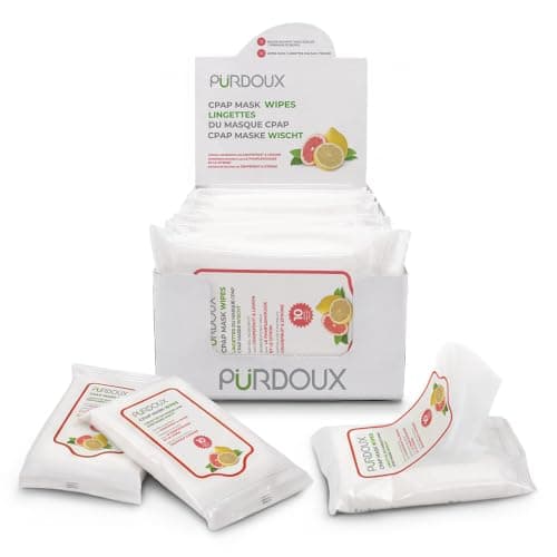 PURDOUX 100% Cotton CPAP Mask Wipes Travel Box Scented(12 sachets with 10 wipes)-CPAP Supplies, CPAP Accessories, CPAP Cleaning Supplies for CPAP Machine
