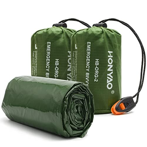 HONYAO Emergency Bivvy Bags, Reusable Survival Sleeping Bags, 2 Pack