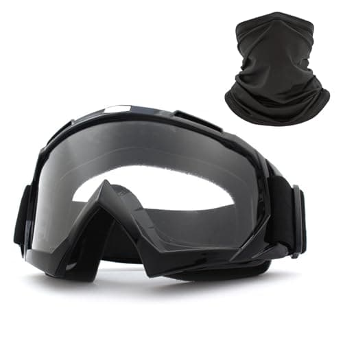 XITUADDA Dirt Bike Goggles with Neck Gaiter for Men Women Youth, Motorcycle Riding Motocross ATV Ski Goggles