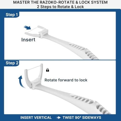 RAZOKO Long Handle Dental Flosser Kit (1 White Handle + 120 Refills) — view 3