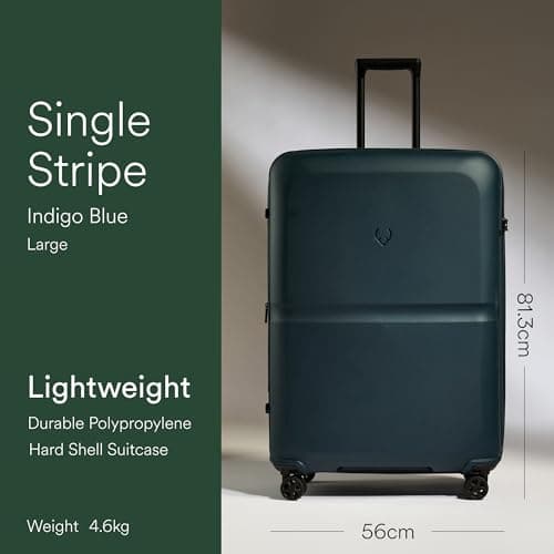 ANTLER Single Stripe Hard Shell Large Suitcase + Laundry Bag - 81x56x34cm 144L, Expandable, Lightweight, 4 Spinner Wheels, TSA Lock - Durable Large Check in Luggage - Indigo Blue — view 2