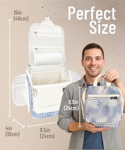 D&D Hanging Travel Toiletry Bag for Men and Women – Large Cosmetics, Makeup and Toiletries Organizer Kit with 10 Compartments, YKK Zippers, XXL Metal Swivel Hook, Water-Resistant Nylon, Floral, Floral — view 2