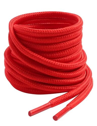 VSUDO 115 cm Round Red Boot Laces, Red Shoe Laces for Trainers, 1 Pair