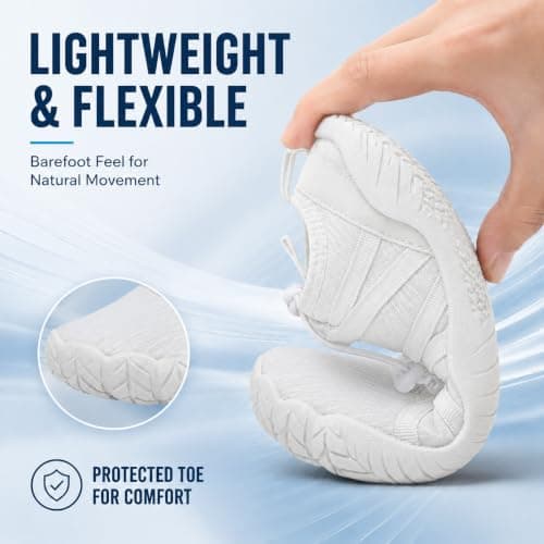 Water Shoes for Men Women Barefoot Aqua Shoes Quick Dry Beach Pool White — view 5