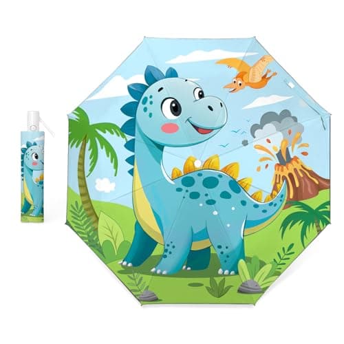 Dinosaur Kids Folding Umbrella, Windproof Automatic Travel Umbrella for Boy
