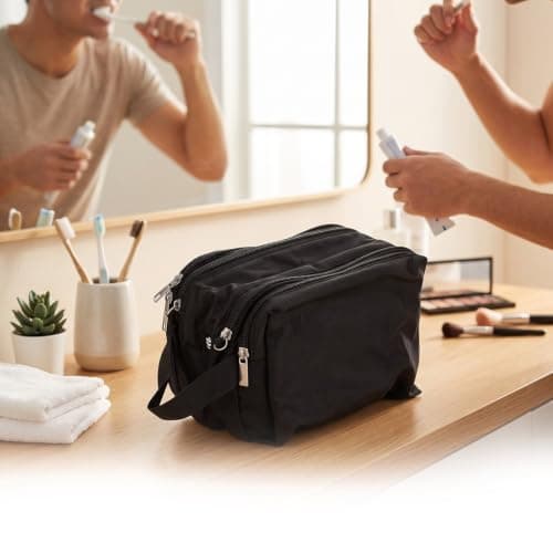 BAFOVY Toiletry Bag for Travel, 6.9 Oz Hard Structure Dopp Kit (Black) — view 3
