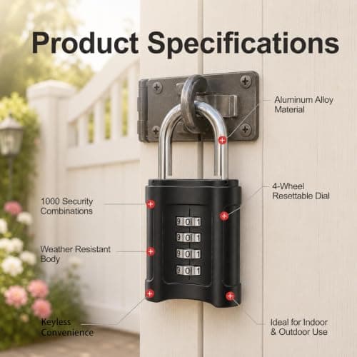 Combination Padlock CP40 55mm Medium Lock for Gates, Fences, Lockers — view 4