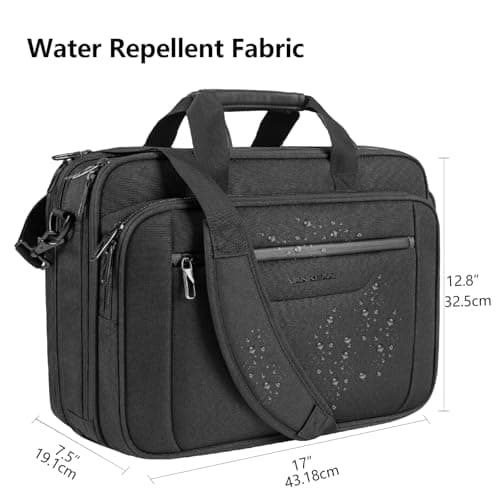 VANKEAN Laptop Briefcase Men 17.3 Inch Expandable Messenger Bag Black-Black — view 4