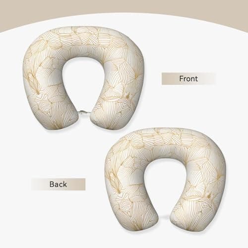 AUGUSTRUSH Memory Foam Neck Pillow - Travel Pillow With Adjustable Clasp, Removable Washable Cover For Airplane Office Car, Ergonomic Support Comfortable U-Shaped Pillow, Rose Gold Print — view 2