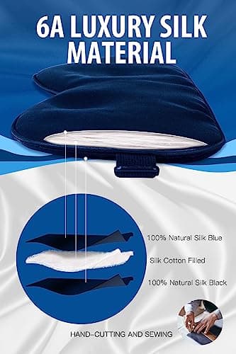 Aosun Silk Sleep Mask, 22-Momme 100% Pure Mulberry Silk Light-Blocking Eye Mask with Adjustable Strap, Hypoallergenic, Gifts for Women and Men (Blue) — view 3