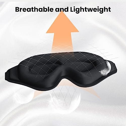 SUSNUAN Eye Mask for Sleeping, 3D Contoured Sleep Mask for Women and Men, Soft and Comfortable Night Eye Blinder, Light Blocking Sleep Masks for Travel, Lunch Breaks, Sleeping (Black) — view 5