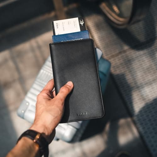 VULKIT Passport Holder Travel Wallet, Leather Passport Holder Cover RFID Blocking Travel Document Organiser for Women Men — view 6