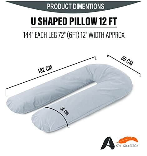 A ATH COLLECTION Pregnancy Pillow 9 FT, U Shaped Full Body Pillow, Nursing, Support and Maternity Pillow for Pregnant Women with Removable Cotton Zip Cover (12 FT, Burgundy) — view 4
