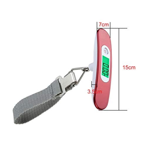 Luggage Scale portable Digital weight scale for travel suitcase weigher with tare function 110 LB/ 50KG Capacity Red — view 2