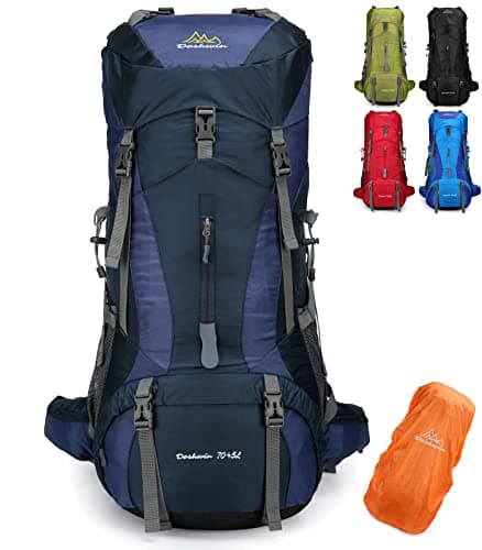 Doshwin 70L Large Backpack Camping Trekking Hiking Travel Rucksack for Women Men (with Rain Cover)