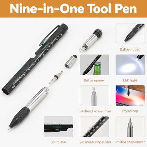 Lyai 9 in 1 Multi Tool Pen with Stylus, Screwdrivers, Ruler and LED Torch — view 3